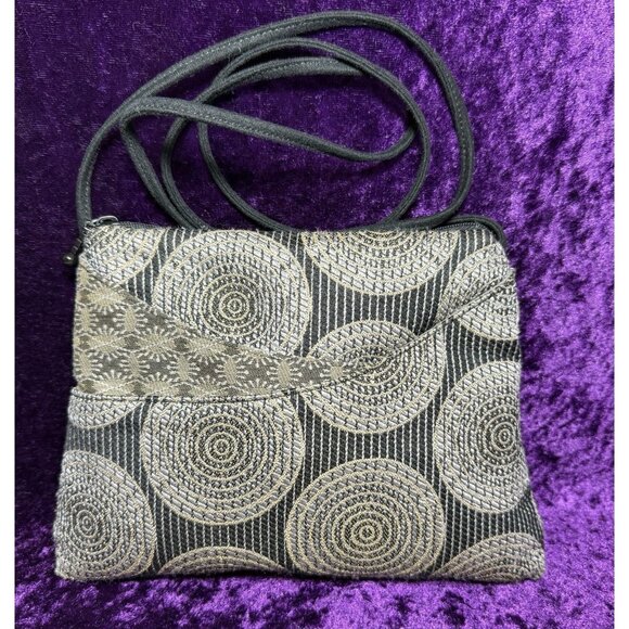 Maruca Handbags - Maruca Sparrow Bag Swirl Black Silver Tapestry Crossbody Purse Jacquard